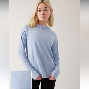 Athleta Uptempo Hooded Sweatshirt in Heron Light Blue Heather SZ L